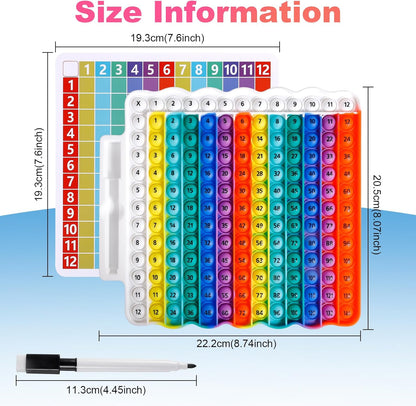 Multiplication Table Game Learning Toy Pop Multiplication Flash Cards 3rd Grade Fidget Math Game Toy 12x12 Educational Desktop Flash Card with Marker