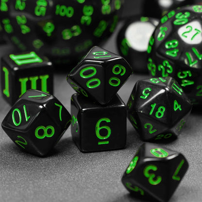 15 Pieces Complete Polyhedral DND Dice Set D3-D100 Spherical D&D Dice Set with Dragon Eye Dice Bag, D100 Dice for RPG Table Games(Black w/Purple Numbers)