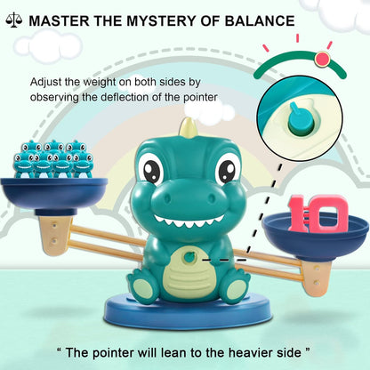 Kaodezhu Dinosaur Math Balance Toy for Boys and Girls - Montessori Matching Letter Toy for Kids 3 Year Olds, Educational Kindergarten Preschool Early Learning, Birthday Gift for 4 5 6 7 Years Old