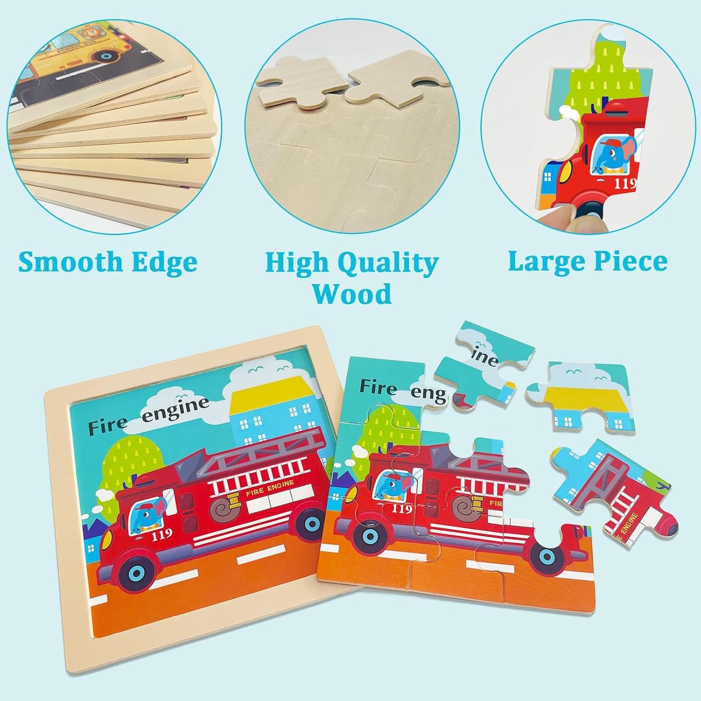 Wooden Puzzles for Toddlers 2-4, 9 Pieces Animal Jigsaw Puzzles for Kids Ages 3-5, Preschool Learning Activities, Learning & Educational Toys, Gifts for Boys, Girls
