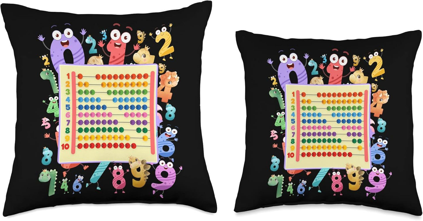 Dinosaur Numbers Idea For Kids & Teachers Maths Abacus Throw Pillow