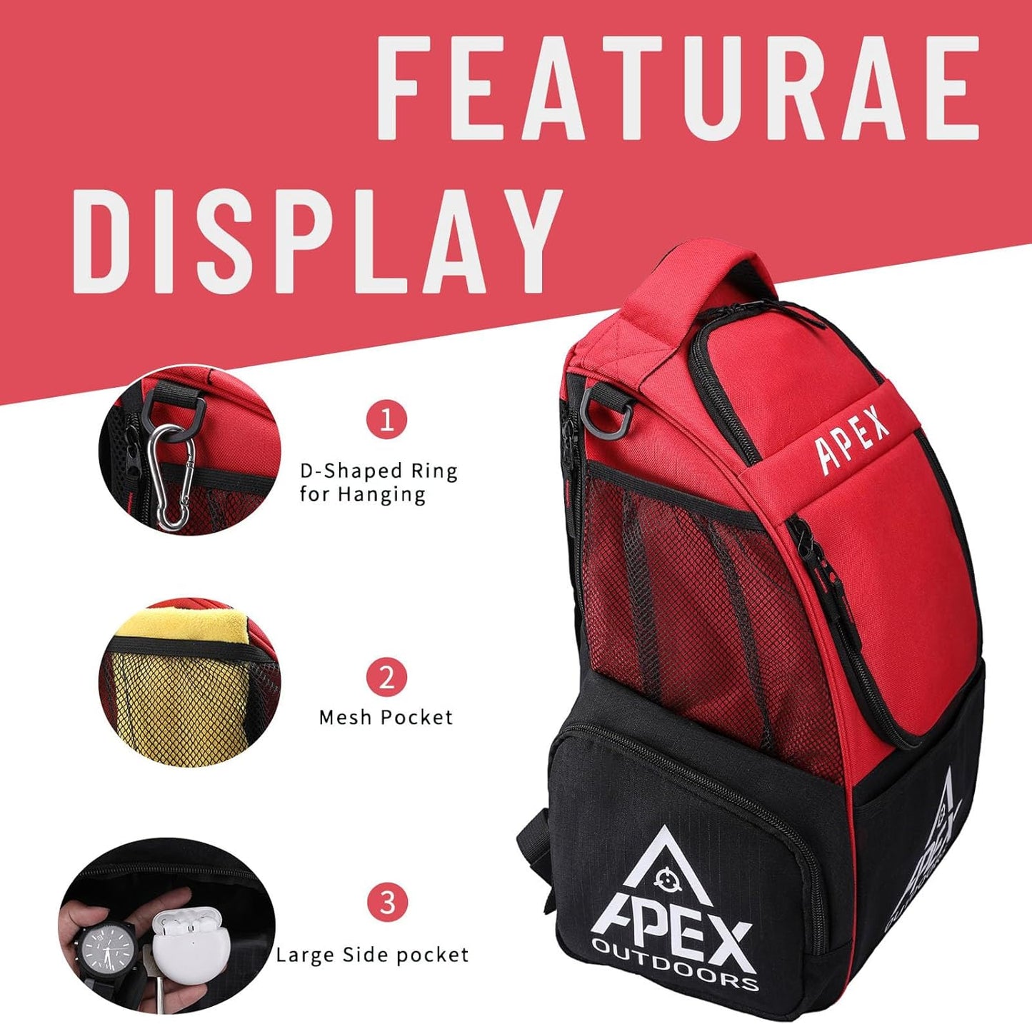 Disc Golf Bag, Large Disc Golf Backpack Holds Over 21 Discs, Durable & Lightweight with Multiple Storage Pockets