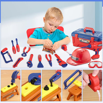 Kids Tool Set,MAGIC4U Toddler Tool Set with Tool Bag,11 Tools Equipements,Pretend Play Construction Kits for Kids Age 3-6 Years Old,Toddler Boy Toys