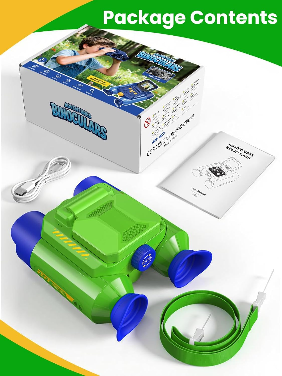 Acoath Binoculars for Kids with Night Vision Camera, Kids Telescope, 10X Optical Zoom, Magic Adventures Telescope Toys Gifts for Age 3, 4, 5, 6, 7, 8, 9, 10+ Years Old Boys Girls