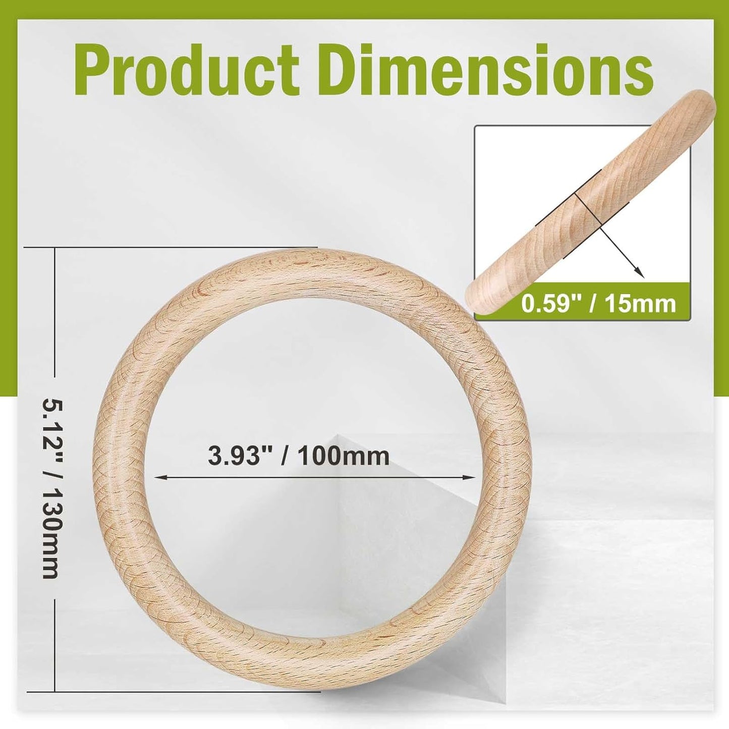 FoDau770 5pcs Natural Beech Wooden Rings, Unfinished Solid Wood Rings Heavy Duty Wood Circles, Macrame Craft Circles for Party, Home Decor & DIY Making - Outer Diameter: 3 Inch