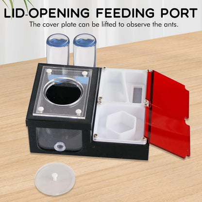 Ant Farm Nest - Educational Habitat - Black and White Acrylic Design with Built-in Water Tower and Clear Observation Area (S)