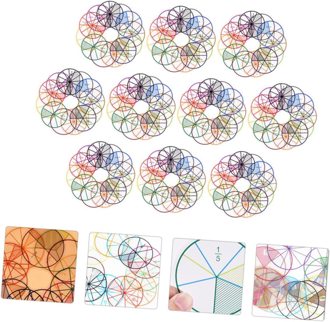 Homoyoyo 10 Sets 1 Fraction Teaching Color Coded Fraction Circles for Math Learning Engaging Study Accessory for Teaching Numeracy Concepts and Operations