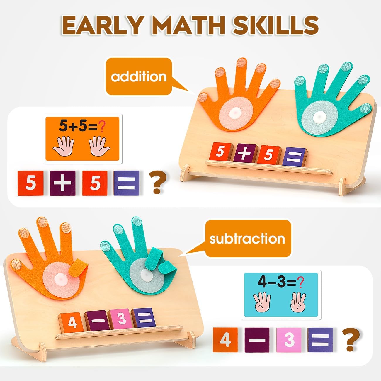 Educational Toys for 3-5 Year Old, Double-Sided Math Manipulatives Number Counting Blocks Writing Practice Board for Kids, Preschool Learning Toys for Toddlers 2-4 Years Christmas Montessori Gifts