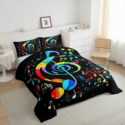 Erosebridal Drum Kit 3D Print Kids Comforter Sets Rock Music Themed Full Bedding Set for Boys Girls Musical Pattern Comforter Set,Colorful Retro Style Quilt Duvet 3 Pcs