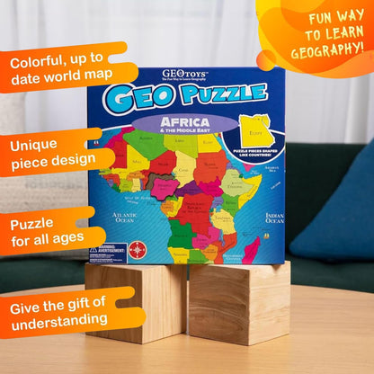 GeoToys GeoPuzzle, World Jigsaw Puzzles, 68 Pc Geography Game & Map Puzzle, Educational Games & Kids Learning Activities, Puzzle Gifts for Children Ages 6-9, Fun Learning Toys for Kids