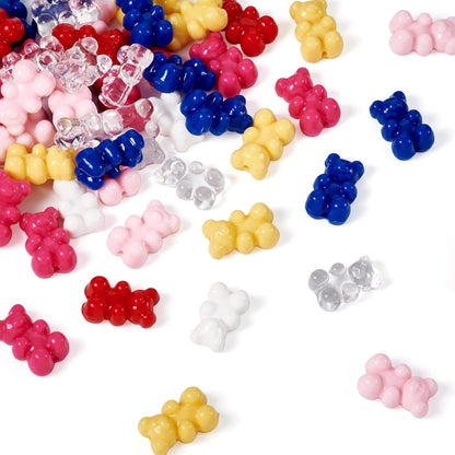Kissitty 100Pcs Clear Acrylic Bear Beads Cute Bears Loose Beads Bulk Transparent Gummy Bear Spacer Bead Counting Bears for Bracelet Adults Necklace Earring Crafts Bag Key Chain DIY Jewelry Making