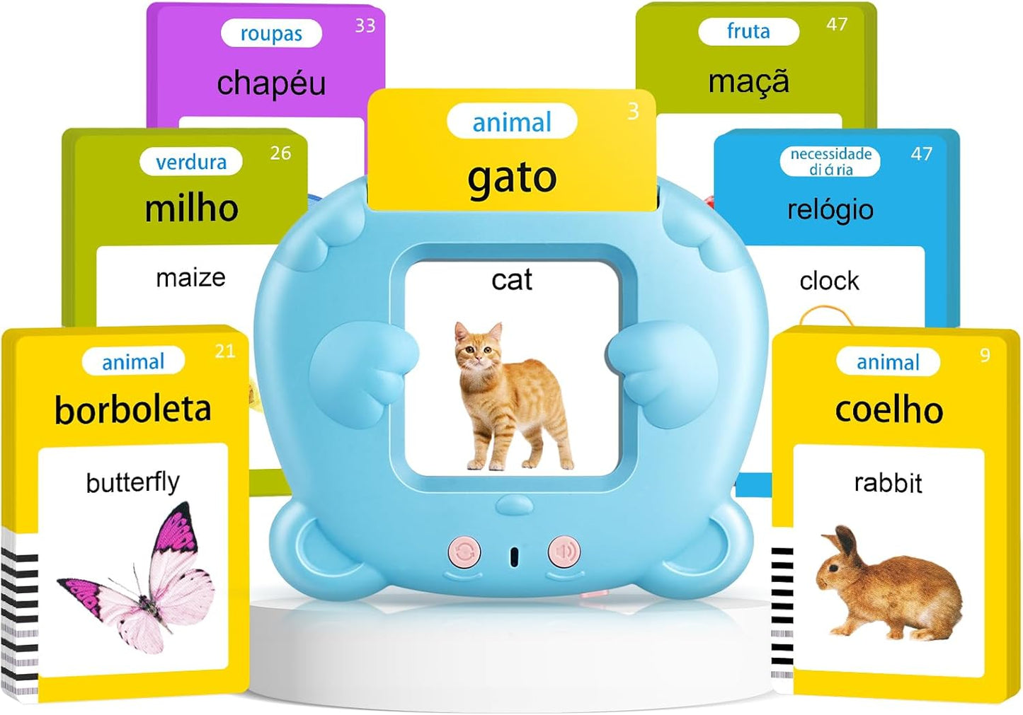 Spanish & English Talking Flash Cards for Toddler, Bilingual Flash Cards Learning Montessori Toys with 224 Sight Words, Speech Therapy Toys for Children Sensory Preschool Education