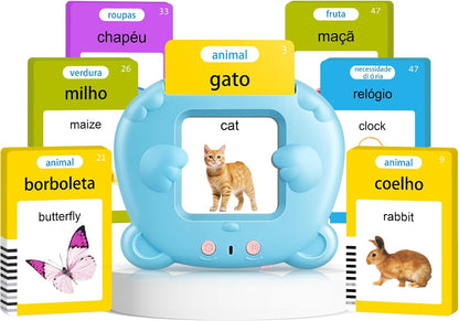 Spanish & English Talking Flash Cards for Toddler, Bilingual Flash Cards Learning Montessori Toys with 224 Sight Words, Speech Therapy Toys for Children Sensory Preschool Education