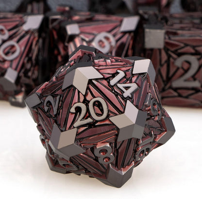 7PCS Metal DND Dice Set with Box, Debris RPG Blue White D and D Dice for D&D Tabletop Games Role Playing Game Polyhedral Dice Set D20 D12 D10 D8 D6 D4