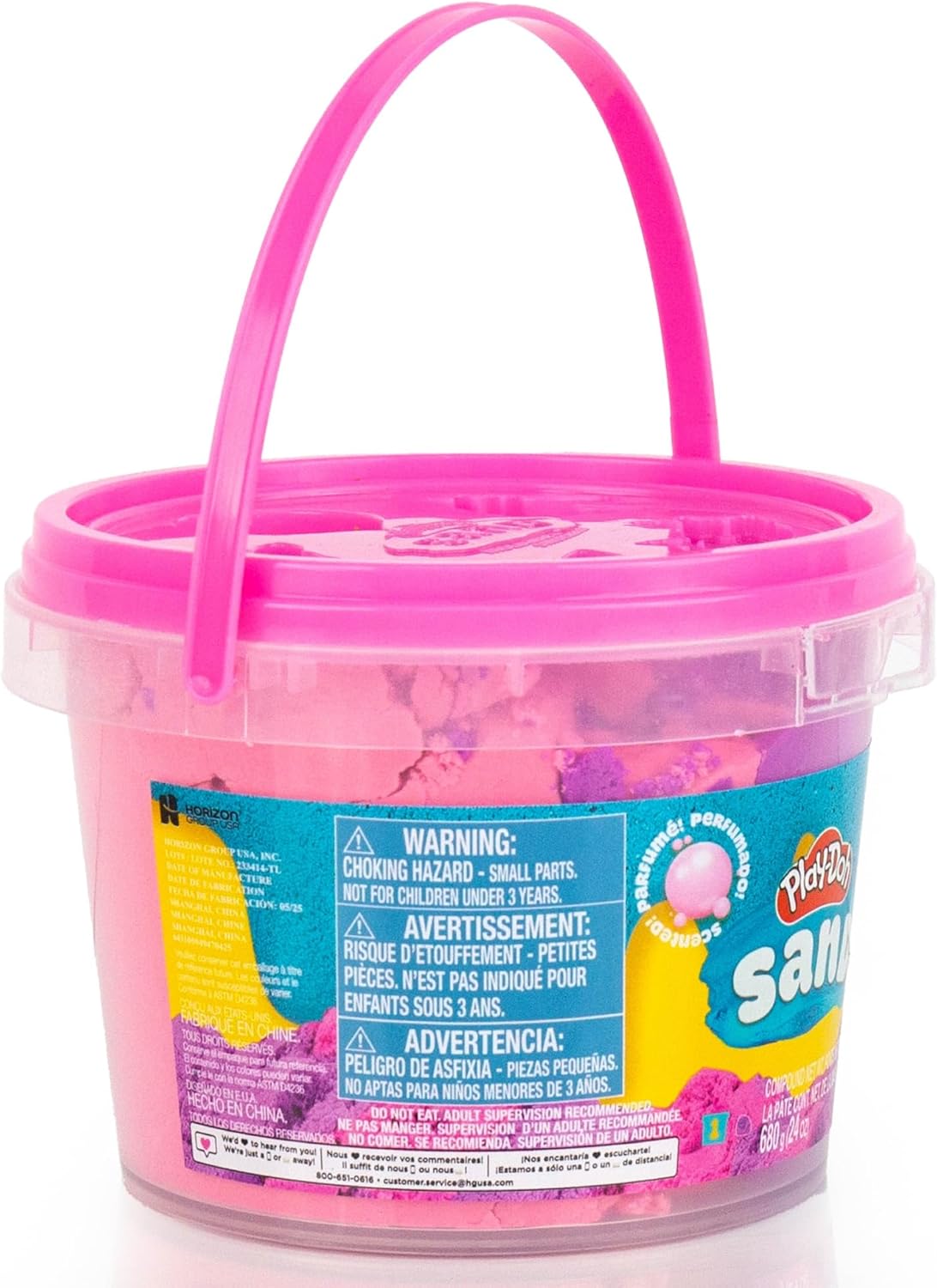 Play-Doh Sand Slime Bucket, Teal and Purple, Cotton Candy Scented, 1.5 Pounds of Play Sand in Resealable Bucket with Magical Molds on the Lid, Creativity for Kids Sensory Toys