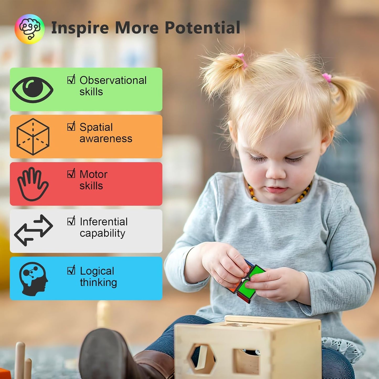 Vdealen Speed Cube Set, 7 Pack Puzzle Cube Bundle Fidget Ball 2x2 3x3 4x4 Pyramid Dodecahedron Rainbow Snake Magic Cube, Smooth Cube Game Toys Gift for Kids & Adults