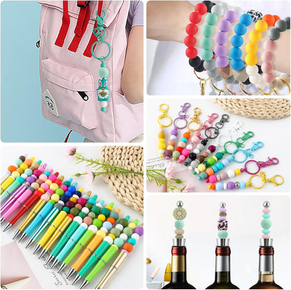65Pcs 19mm Silicone Beads for Keychain Making Bracelet Necklace, Bulk Round Silicone Beads for Pens（Christmas Green） - Colors A