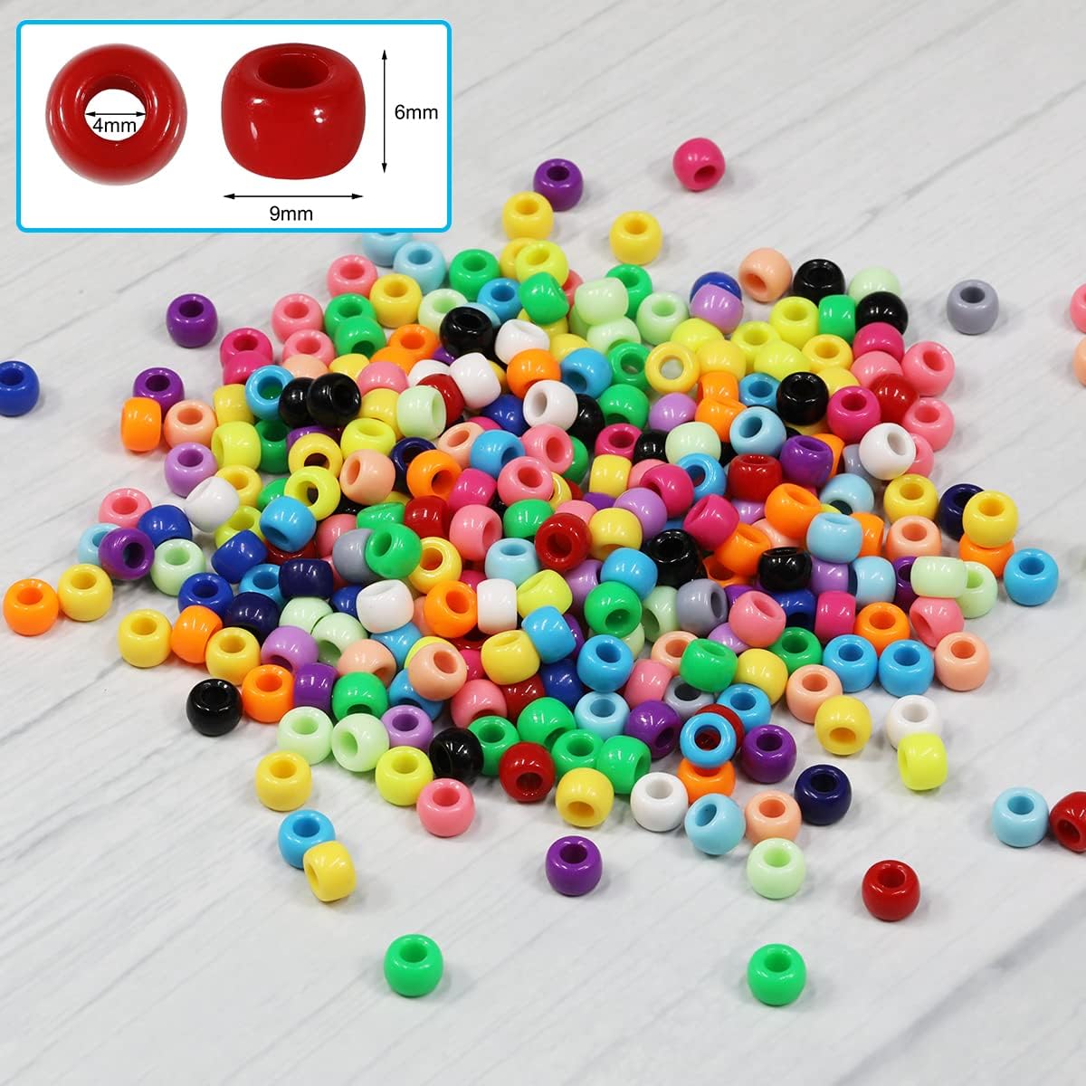 Bala&Fillic 6x9mm Army Green Pony Beads with Smooth Surface 1000pcs Crayon Color Craft Beads (Army Green)
