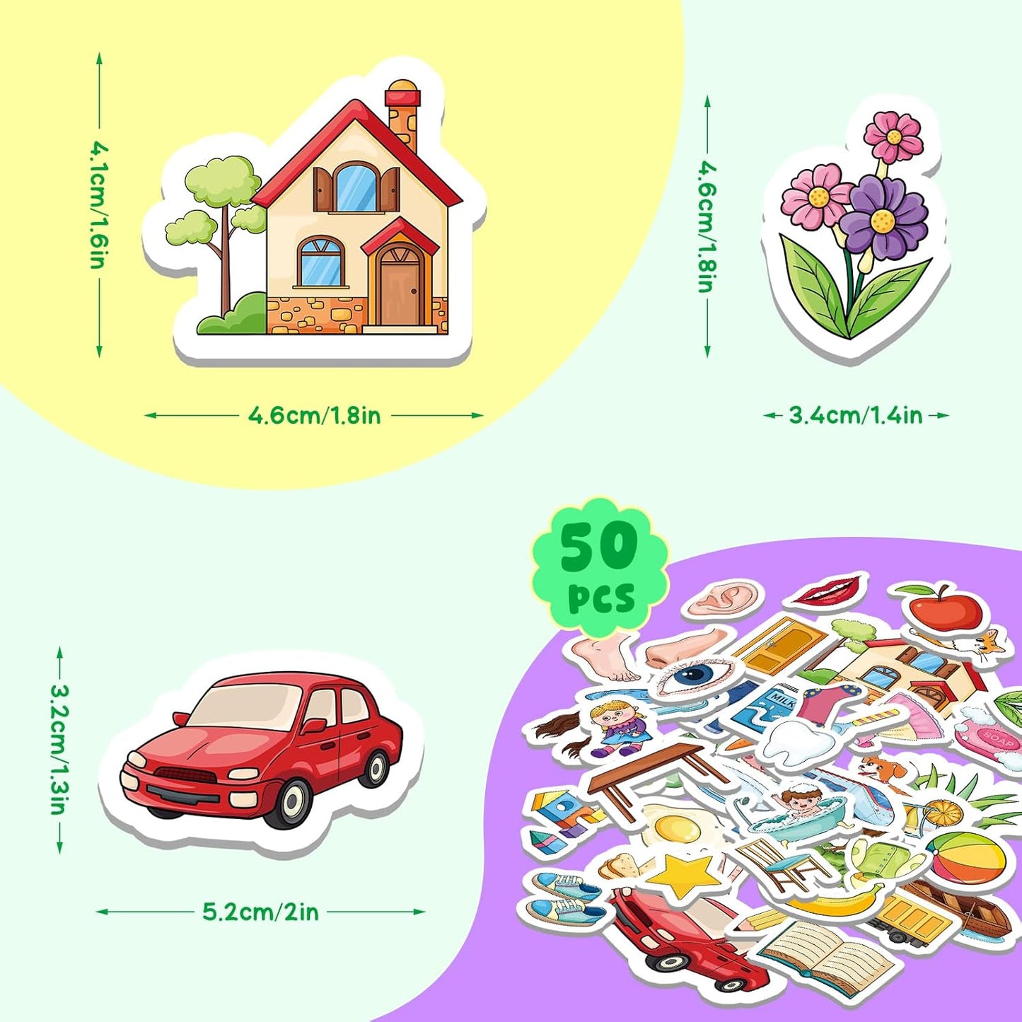 50 First Words Fridge Magnets for Toddlers,Refrigerator Magnets for Kids Baby Reading Speech Therapy Learn to Read Educational Learning Magnetic Toys for Whiteboard Preschool Homeschool