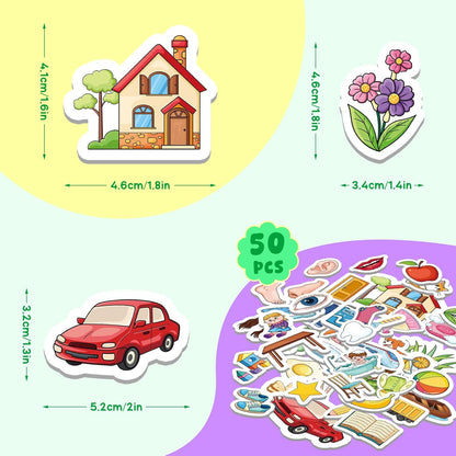 50 First Words Fridge Magnets for Toddlers,Refrigerator Magnets for Kids Baby Reading Speech Therapy Learn to Read Educational Learning Magnetic Toys for Whiteboard Preschool Homeschool