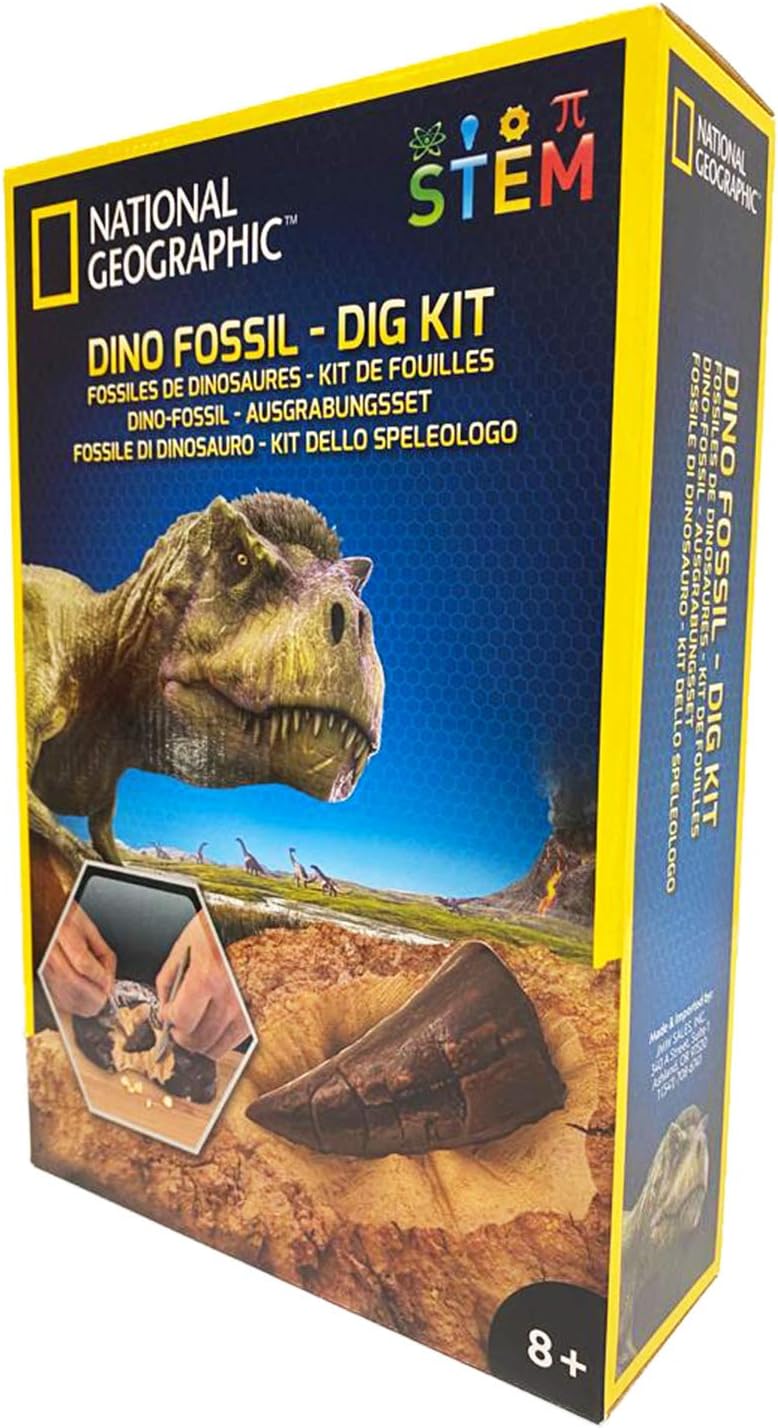National Geographic Dinosaur Dig Kit - Fascinating Excavation Kits for Kids with Replica T-Rex Tooth and Genuine Dino Poop Fossil | STEM Educational Science Kits Gifts for 8+ Year Old Boys and Girls