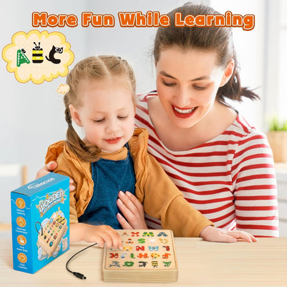 TINTECUSA Busy Board Montessori Toys for Toddler, Wooden Sensory Board Switch Toy with Shape Sorter LED Light Up Toys Educational Plane Travel Activity for Girls & Boys