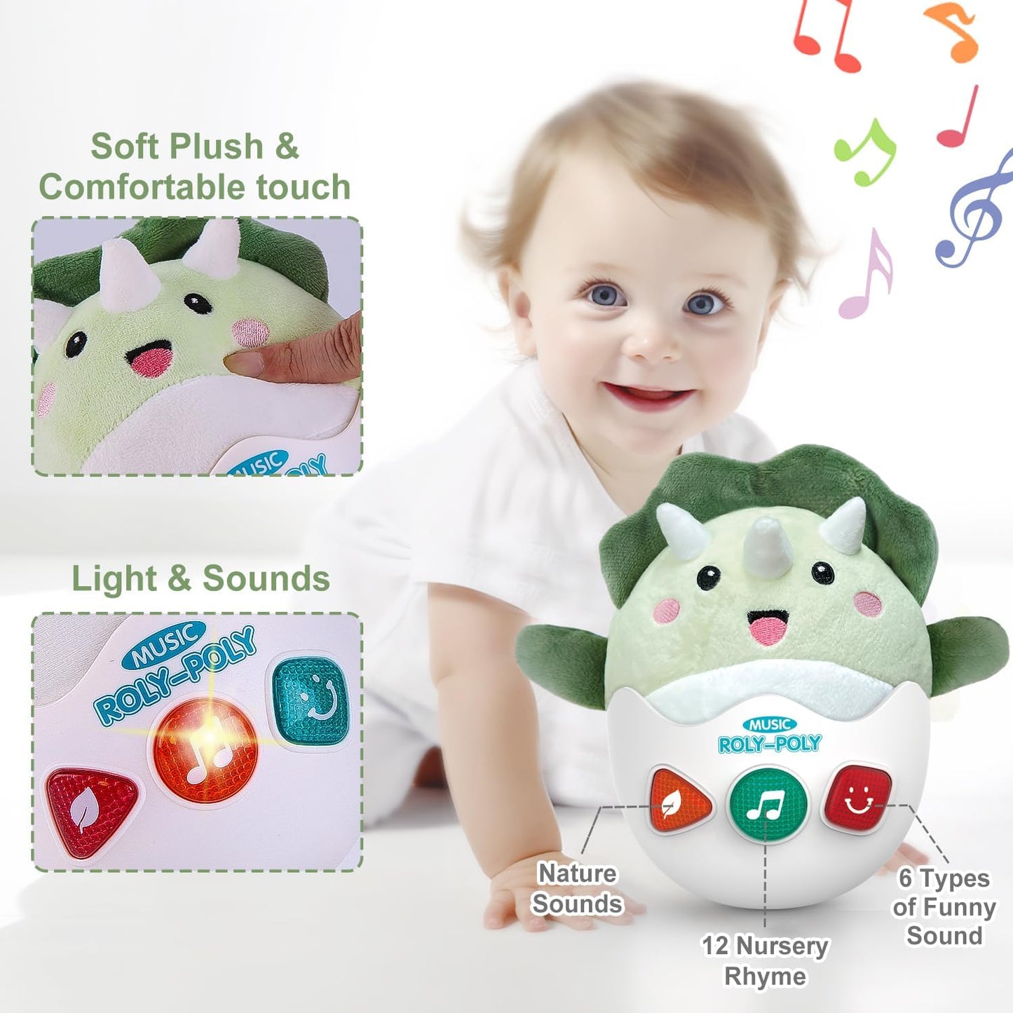 LTKFFFdp Baby Toys for Toddlers 1-3, Animal Plush Musical Toy, Nesting Cups Shape Sorter for Infant 6 to 12-18 Months, Learning Toy with Rattle, Birthday Gifts for Kids 9-12 Month Girl Boy