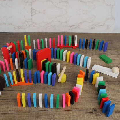 Calmado – 450 PCS Wooden Dominos for Kids - Domino Toys for Outdoor or Indoor Game, Dominos for Kids Ages 4-12 Including Bag, Instruction Manual & Accessories