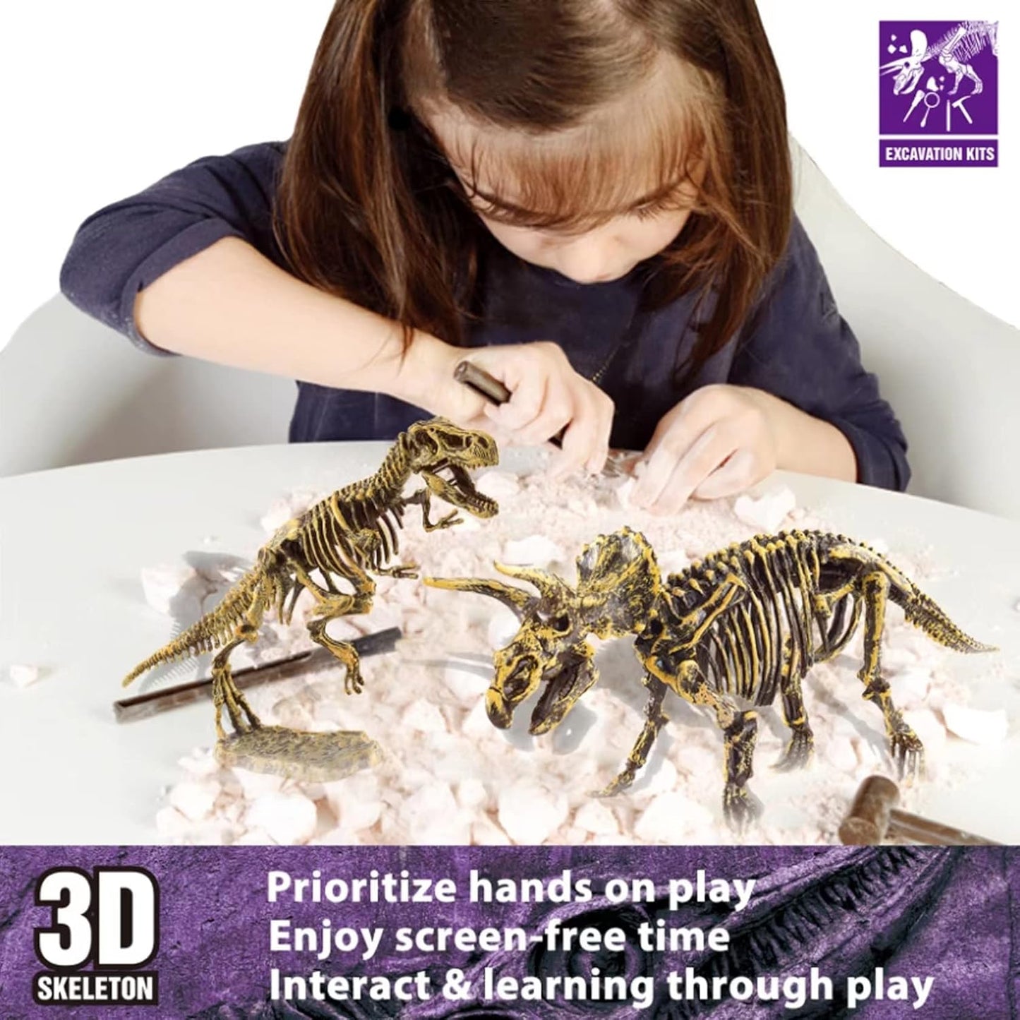 Dinosaur Fossil Digging Kit for Kids, Dinosaur Eggs Excavation Kit, Dino Fossil Dig Kit, Great STEM Science Kit Gifts