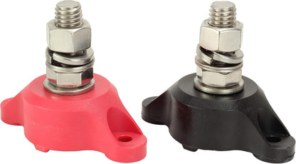Fastronix 3/16" (#10-32) Stainless Steel Single Stud Power and Ground Junction Block Red and Black