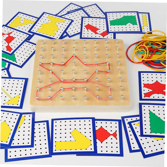 1Set Geoboard for Educational Mathematical Nail Plate Geometric Shape Learning Tool Enhance Creativity and Motor Skills Present