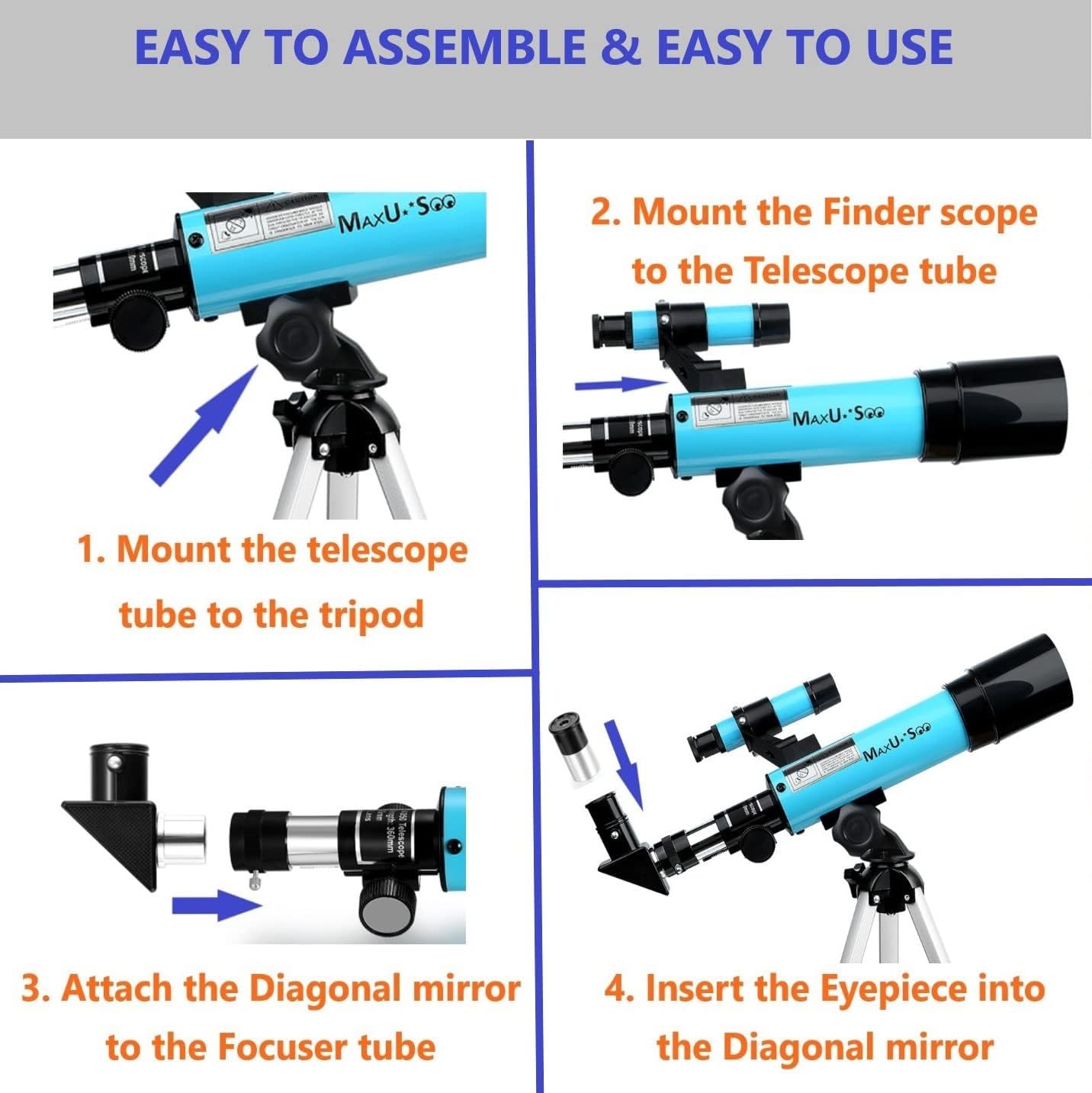 Lunar Telescope for Kids and Astronomy Beginners, Refractor Telescope with Finder Scope and 3 Eyepieces, Travel Telescope with Compact HD Binoculars for Moon Viewing Bird Watching Sightseeing