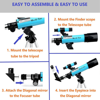 Lunar Telescope for Kids and Astronomy Beginners, Refractor Telescope with Finder Scope and 3 Eyepieces, Travel Telescope with Compact HD Binoculars for Moon Viewing Bird Watching Sightseeing