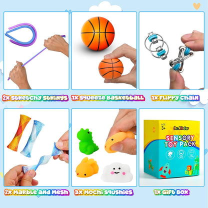 15Pack Fidget Toys Bulk for Adult Kids Age 5-7, 8-12, Sensory Autism Travel Must Have ADHD Autistic Figette Classroom Treasure Prize Box School Must Have Stress Anxiety Easter Basket Stuffers Gifts