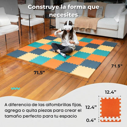 MioTetto Baby Play Mat, Soft Foam Floor Tiles for Kids. Adjustable Interlocking Foam Tiles, Fits with 50x50 Playpen Baby mat for Crawling & Development, Safe & Non-Toxic Playmat for Babies 6-12 Months