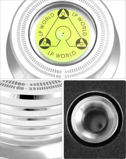 QWORK Record Weight Phono Disc Stabilizer, 60HZ Record Weight Stabilizer, with Bubble Leveling (60Hz, Silver)