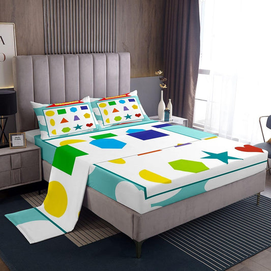 Feelyou The Periodic Table Sheets with Deep Pocket Fitted Sheet Chemistry Sheet Set for Boys Girls Children Teching Tools Colorful Bed Sheets Set Room Decor Full Size with 2 Pillow Case