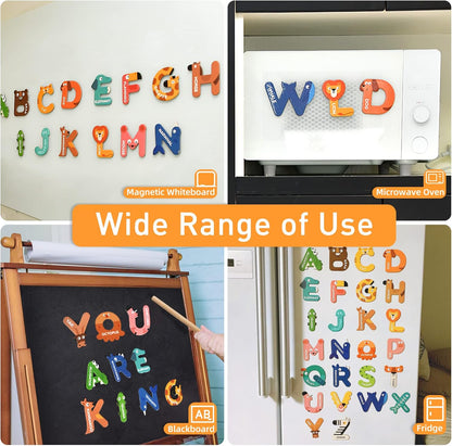Mideer Large Magnetic Letters for Toddlers 1-3, 26 PCS Cute Animal Alphabet Magnets Fridge Toy Set - Colorful Uppercase ABC Learning Magnets, Educational Preschool Spelling Toys for Kids 3-5 Years