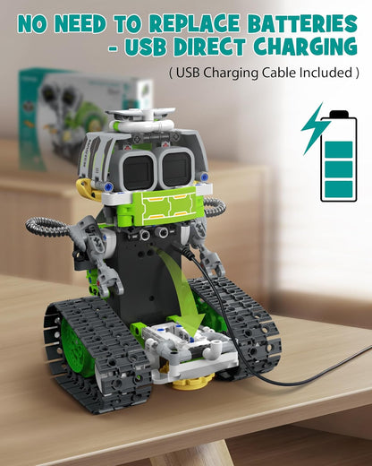 Opmind 5in1 STEM AI Robot Toys Building Set, 478Pcs APP & Remote Control Engineering Erector Blocks for Kids Age 6-8, Coding Interactive Educational Christmas Birthday Gift for 10-12 Year Boys & Girls