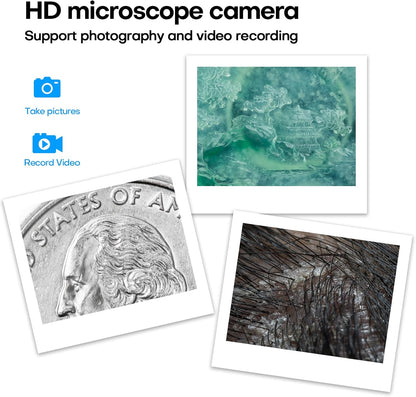 4K 3840x2160p WiFi Digital Microscope for iPhone Android Phone and Windows Mac PC, Wireless Handheld Microscope Camera, Portable Microscope with Metal Stand for Adults and Kids