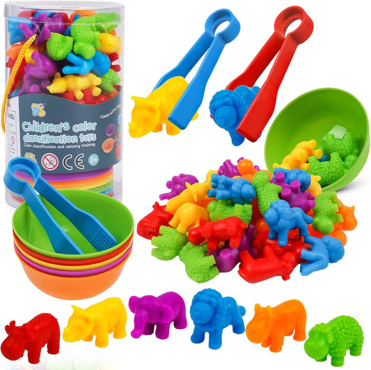 Counting Dinosaur Toys Matching Games with Sorting Bowls Sorting Toy for Toddlers Preschool Learning Activities for Math Color Sensory Montessori Fine Motor Skills for 3 4 5 Years Old Boys Girls