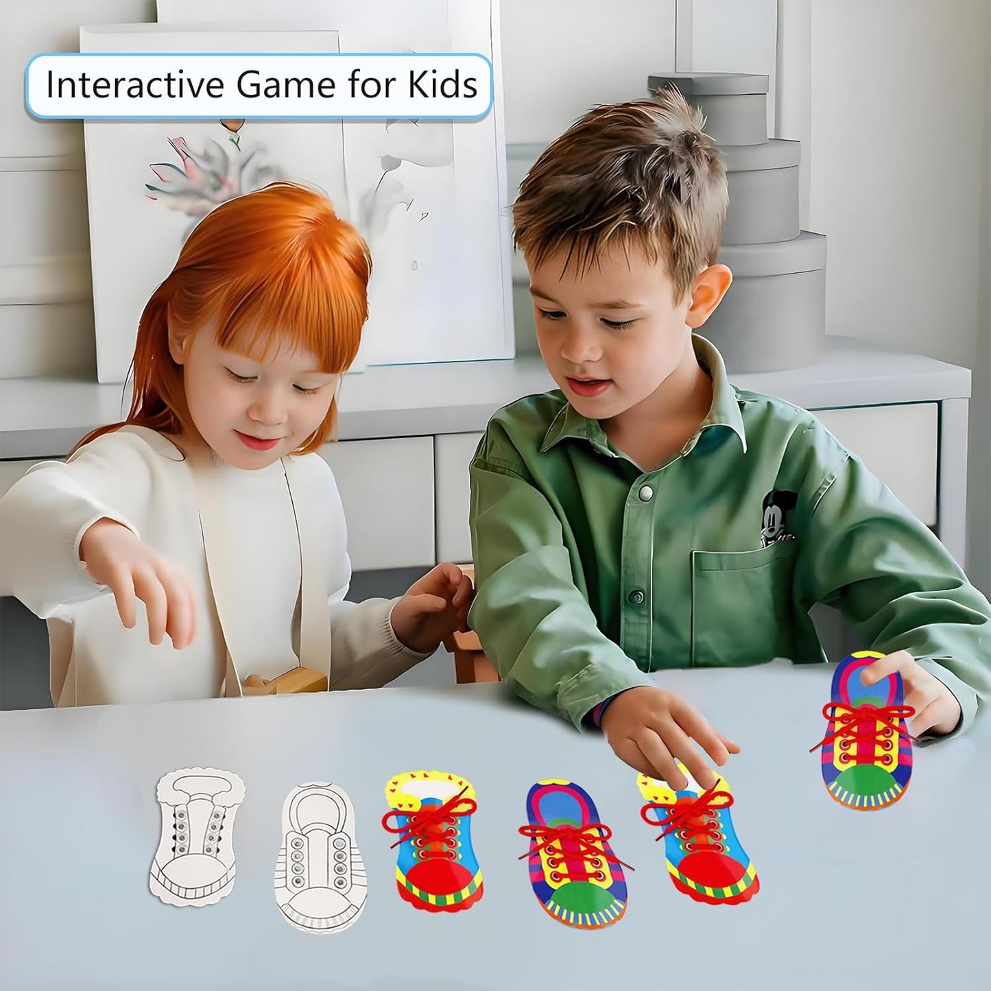 Quixorblex 6 Pcs Shoelace Threading Shoe Tying Practice for Kids Lacing Cards Toddlers Fine Motor Skills Toys Learning Activities Montessori Toys