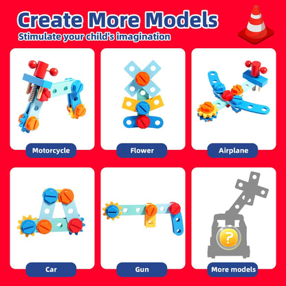 GAIETYDIY Toddler Tool Set - 33 PCS Wooden Kids Tools with Box/Bench/Tool House, Montessori Educational Pretend Play Preschool Toys Gifts for 3 Year Old Boy Girl Kids, STEM Fine Motor Skills Tool Set