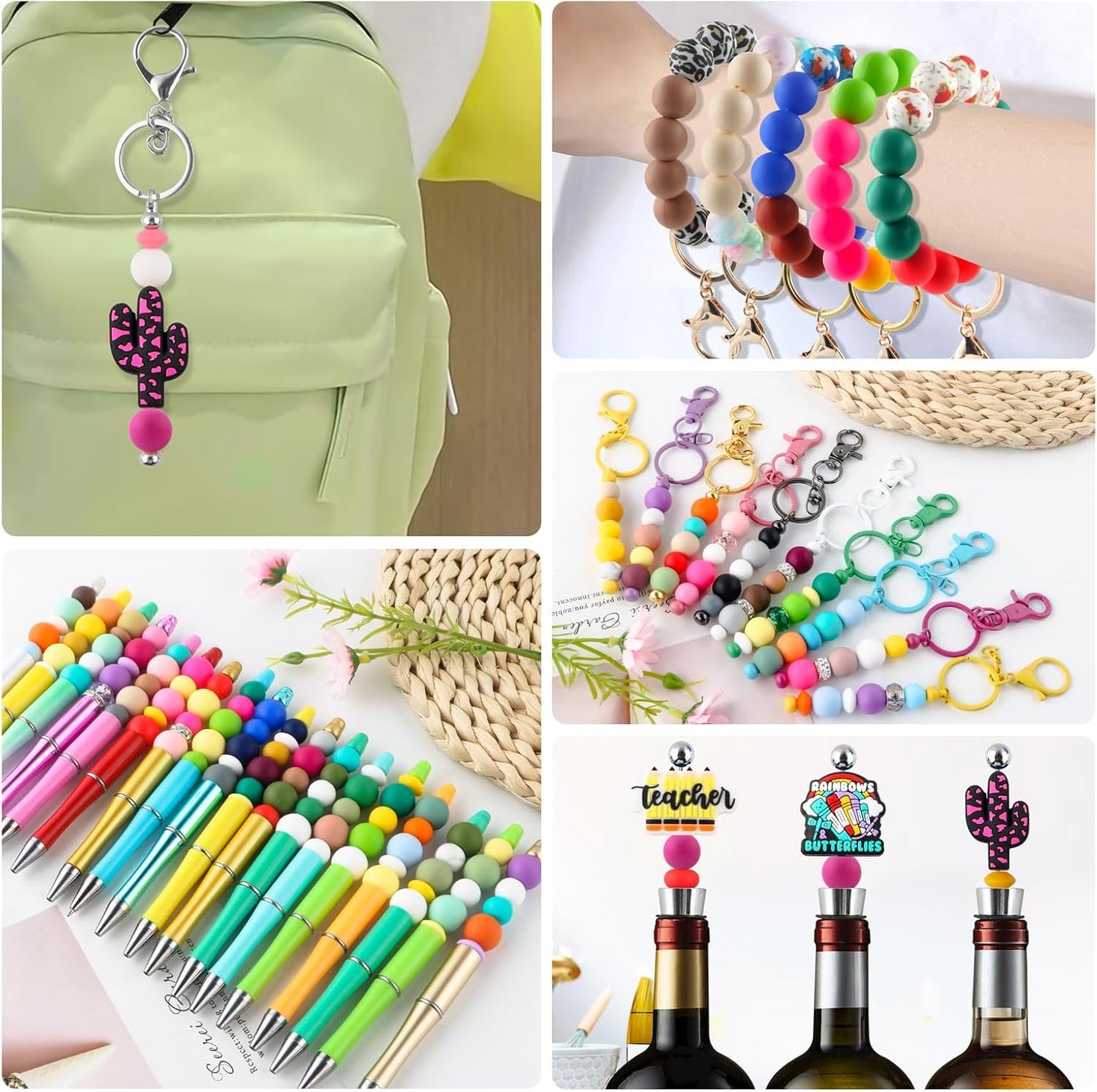 65Pcs 19mm Silicone Beads for Keychain Making Bracelet Necklace, Bulk Round Silicone Beads for Pens（Christmas Green） - Colors B