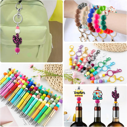 65Pcs 19mm Silicone Beads for Keychain Making Bracelet Necklace, Bulk Round Silicone Beads for Pens（Christmas Green） - Colors B