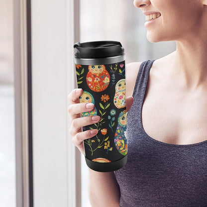 Russian Nesting Dolls Flowers Stainless Steel Tumbler Vacuum Insulated Coffee Cup Double Wall Water Mug Gifts for Women Men