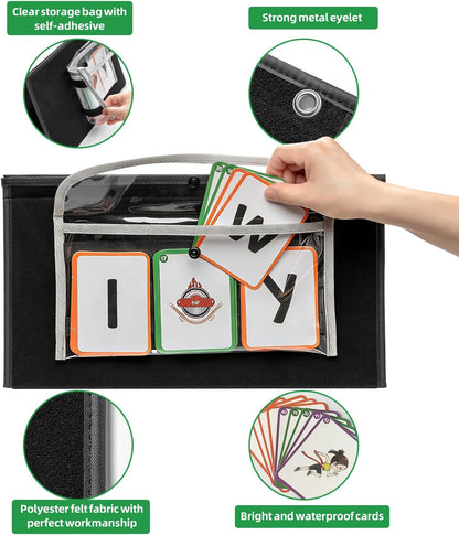 ANSTROUT CVC Word Builder Desktop Pocket Chart with 107 Phonics Flash Cards, Kids Word Builder Games for Learn to Read CVC CVCC CCVC Words, Phonics Learning Tool for Preschool Kindergarten Classroom.
