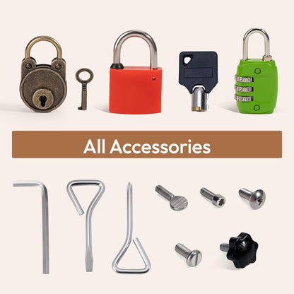 Woodtoe 8 PCS Montessori Lock and Key Toy, Montessori Toys for Toddlers 3 4 5 Year Old, Kids Tool Set, Montessori Materials Preschool Learning Toy, Fine Motor Skill, Educational Toys for Boy Girl 3-6