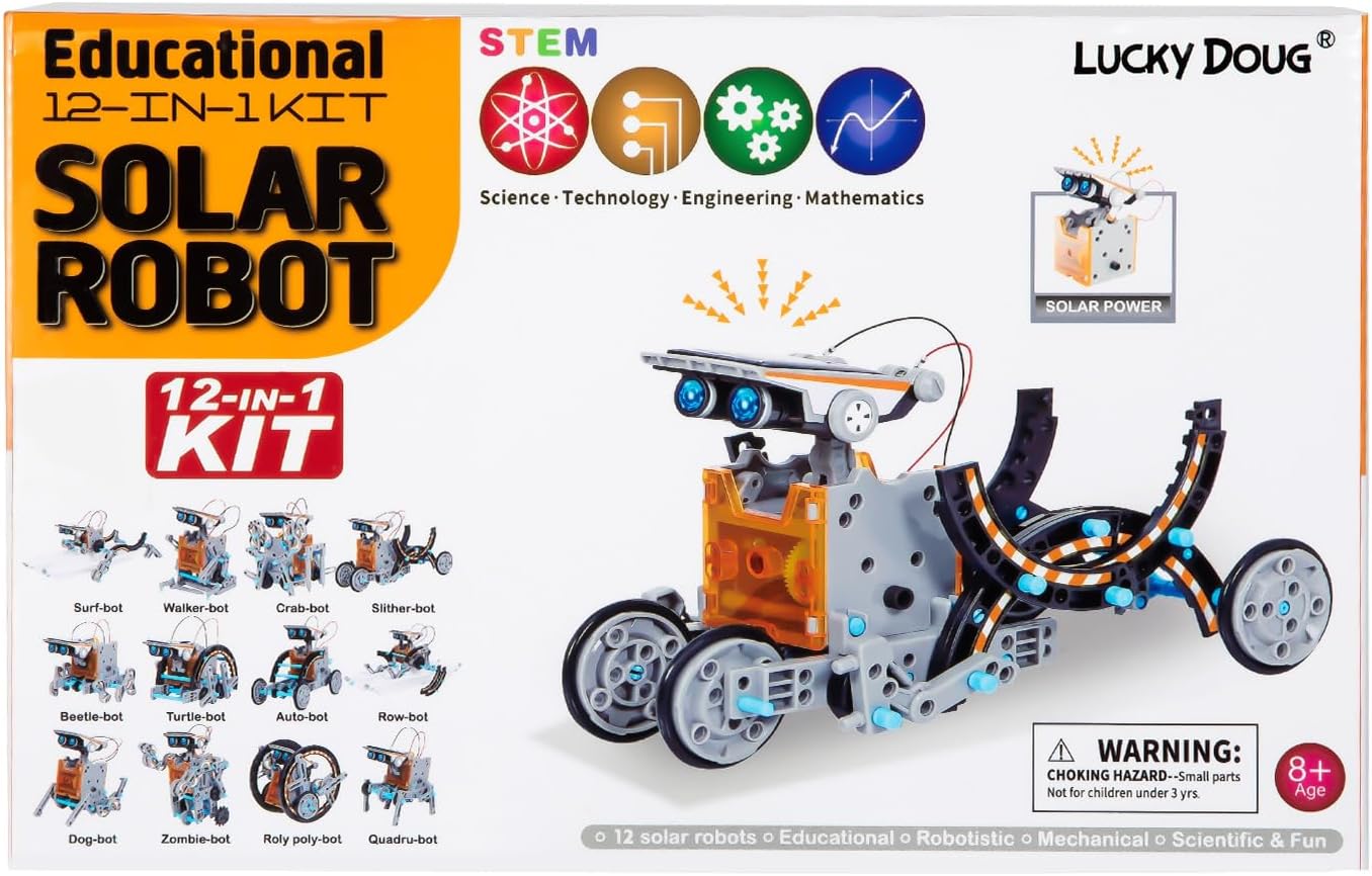 Lucky Doug Solar Power Robot Building Kits Toys for Boys Girls Ages 8-13, STEM Kit Gifts for Kids 8 9 10 11 12 13 Years, DIY Educational Science Building Robotic Set Gifts for Teenagers