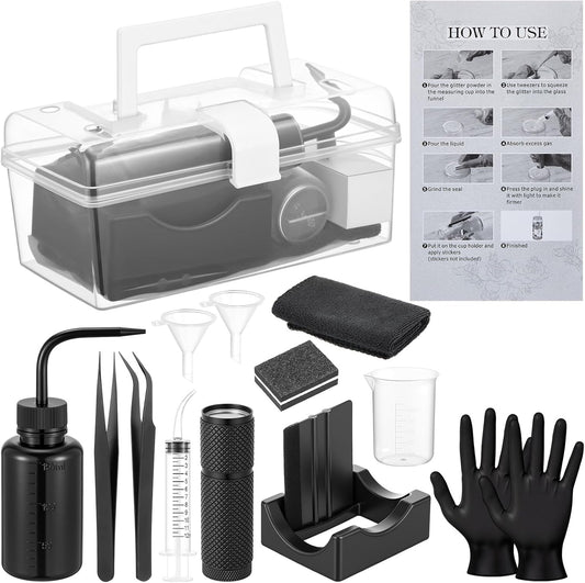 LemonRoad 15 Pcs Snow Globe DIY Tumbler Tool Kit Include Storage Box Squeeze Bottle Funnel Silicone Cup Cradle Measuring Cup Flashlight for Beginner Making Supplies Thanksgiving Day Gifts(Purple)